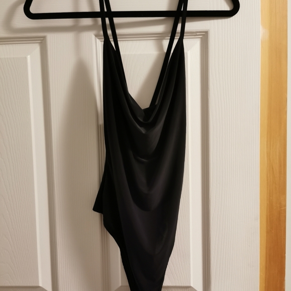 SOLD Nasty Gal Criss Cross Slinky Cowl Bodysuit - Picture 4 of 5